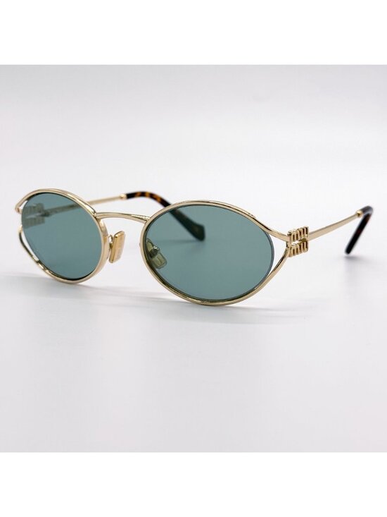 NEW MIU MIU SUNGLASSES MU52YS 5AK04M WOMEN GOLD/GREEN MU 52YS, SMU 52Y EYEWEAR main image 6